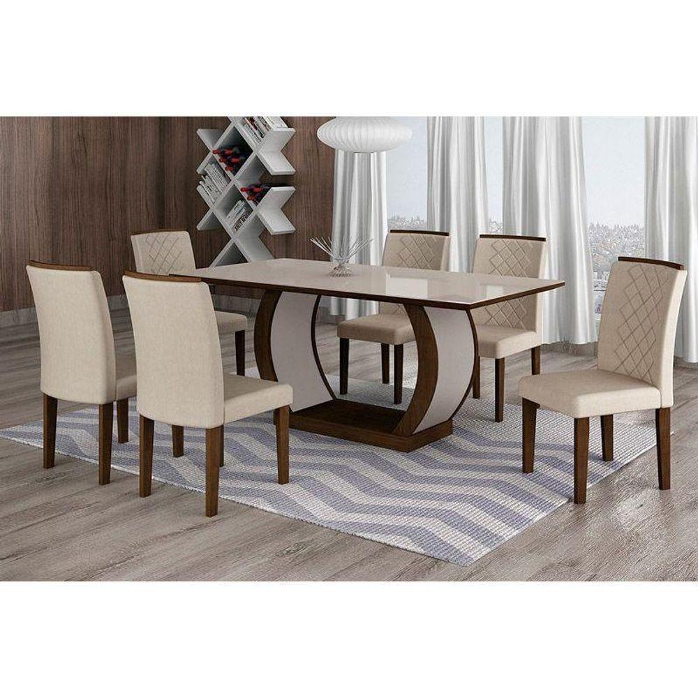 Miniatura Kit 2 Cadeiras Sala Jantar Jade Madeira 2 Un Capuccino-linho Bege - Rufato