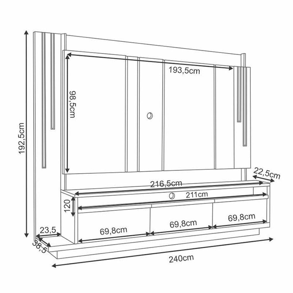 Estante Home Theater Montane Para Tv Até 75? Off White-cinamomo - Pr Móveis Off White-cinamomo
