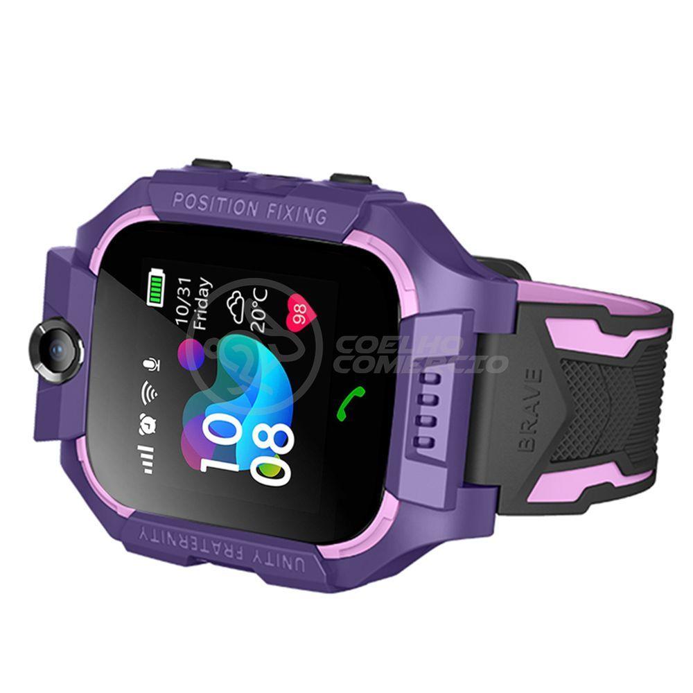 Miniatura Smartwatch Relógio Inteligente Infantil Criança Q12 - Roxo