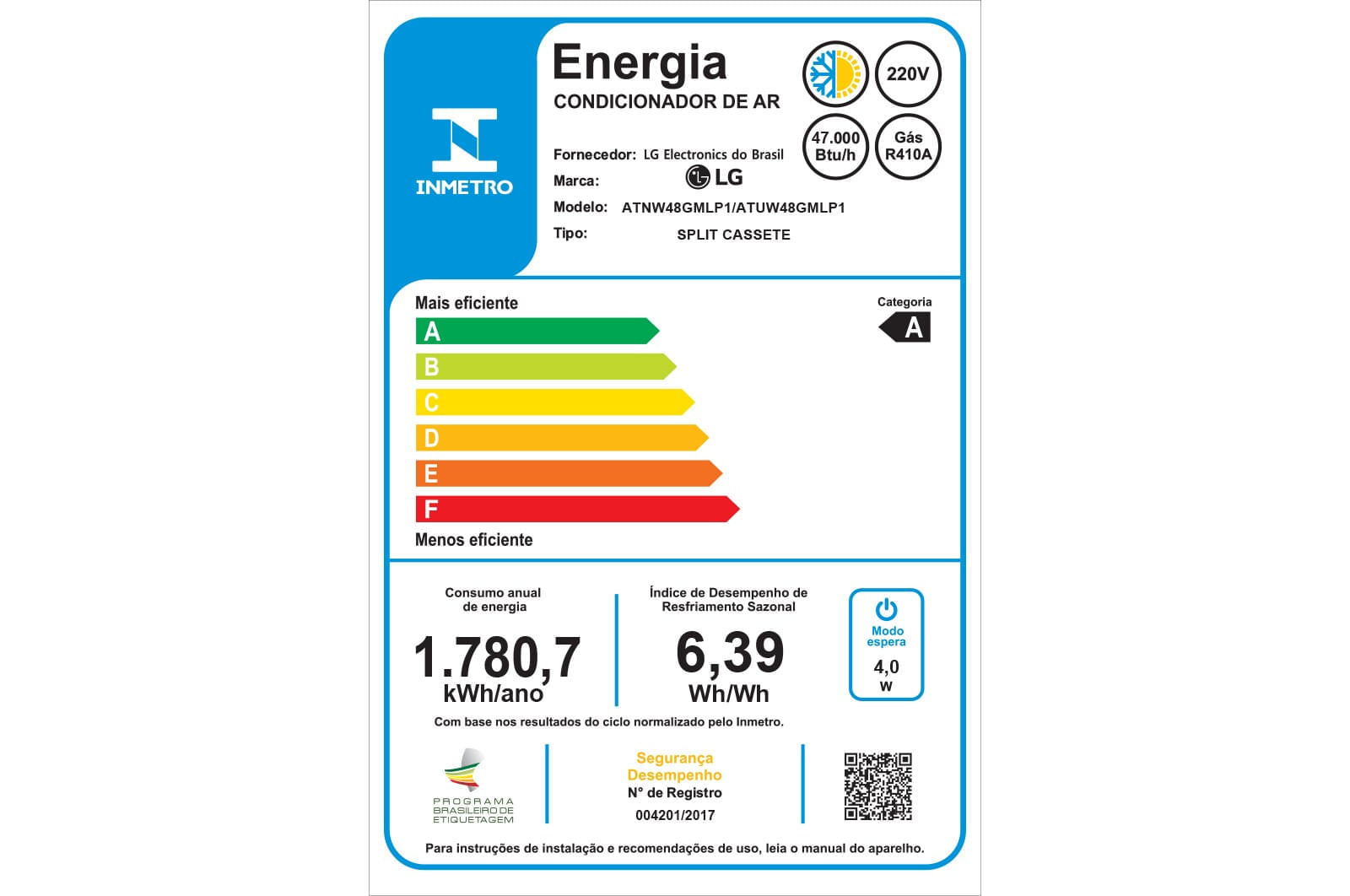 Miniatura Ar Condicionado LG Cassete Inverter 48.000 BTU/h 220V AT-W48GMLP1