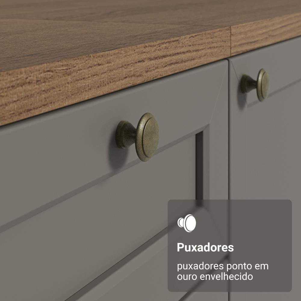 Armário de Cozinha Compacta 180 cm Rustic/Cinza Vik Madesa 01 Rustic/Cinza