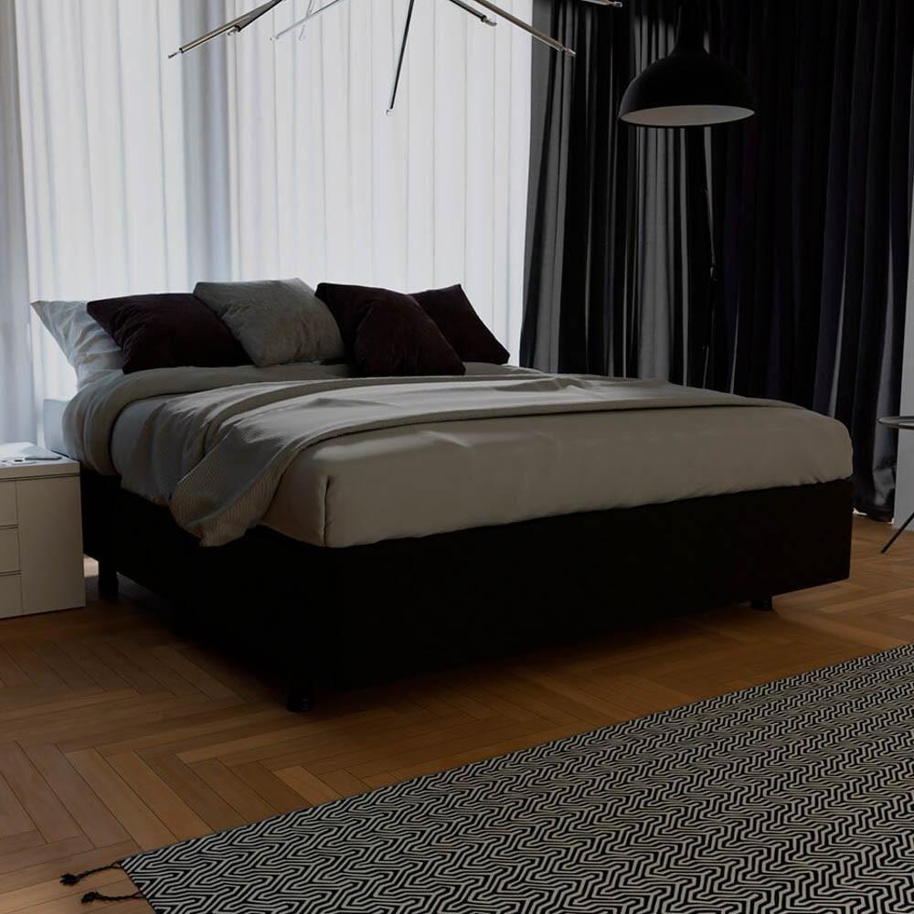 Miniatura Base Box Para Cama Viúva 128x188cm Liz S05 Suede Bordado Preto - Mpozenato