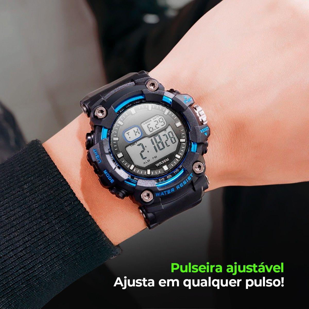 Miniatura Relogio Digital Prova Dagua + Caixa Grande Cronometro Alarme