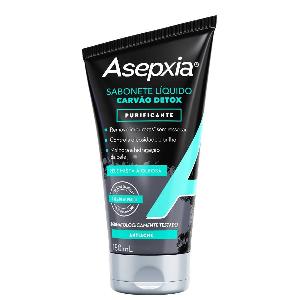 Miniatura Sabonete Líquido Facial Asepxia Carvão Detox 150ml