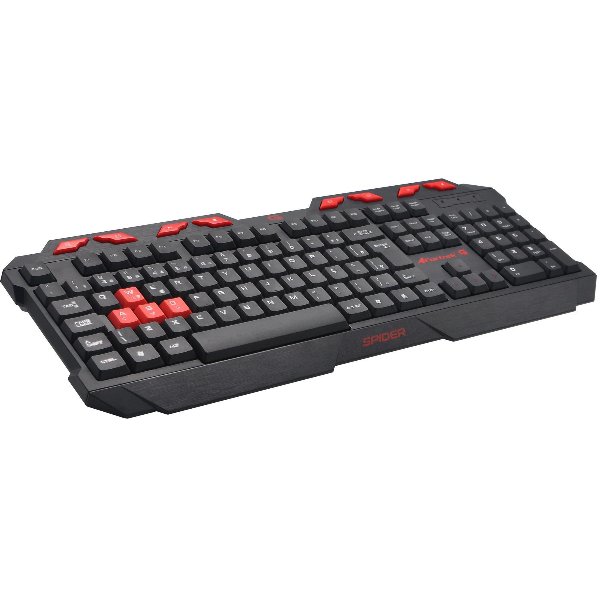 Miniatura Teclado Gamer Spider Gk706 Preto/Vermelho Fortrek Multimídia