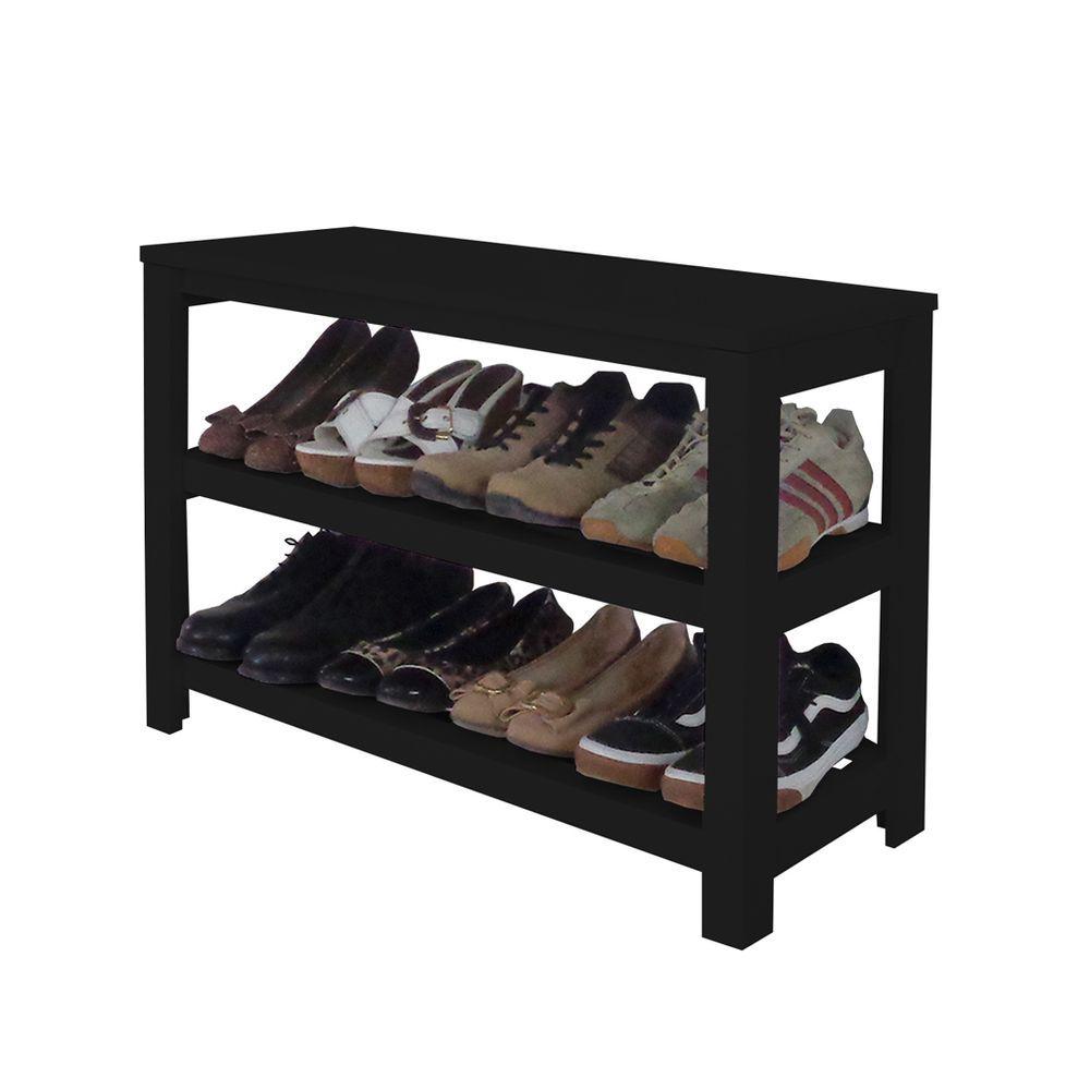 Miniatura Sapateira Banco De Piso Para Closets E Quartos 8 Pares Sapatos Preto Laca