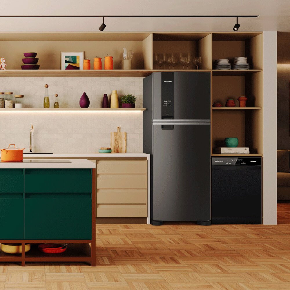 Geladeira Brastemp Frost Free Duplex 463 Litros Black Inox Fresh Box - BRM55FE Preto - 110V