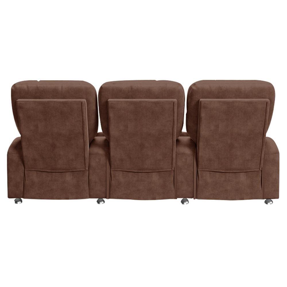 Miniatura Poltrona Reclinável Para Cinema 3 Lugares Praddo Fh9 Veludo Terracota - Mpozenato