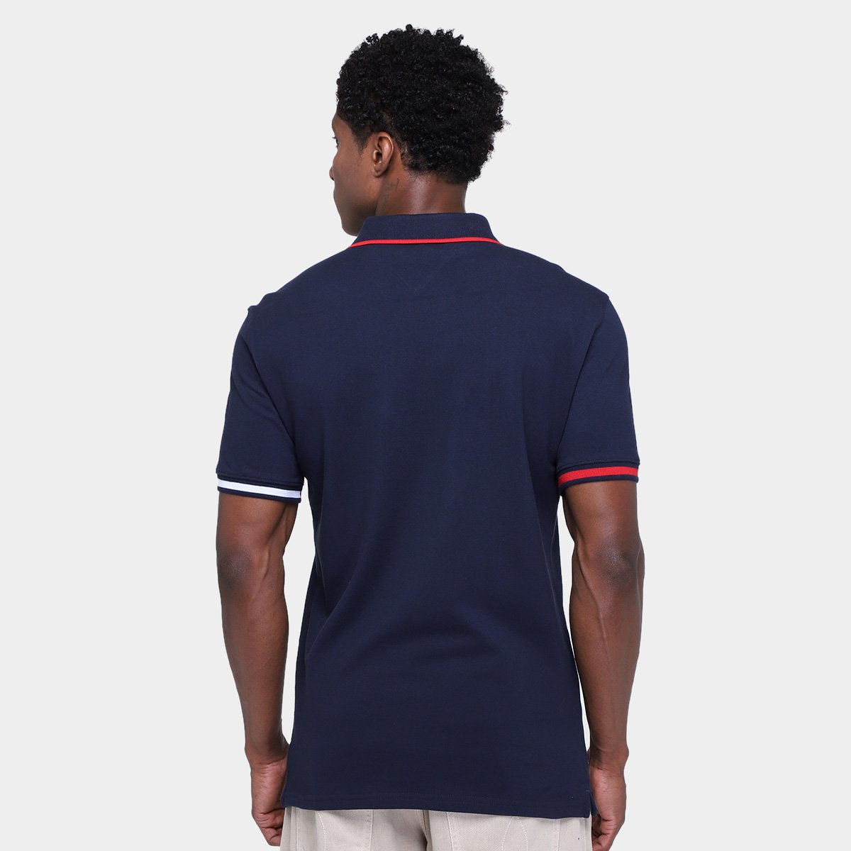 Miniatura Camisa Polo Tommy Hilfiger Slim Flag Cuffs Masculina Marinho - G