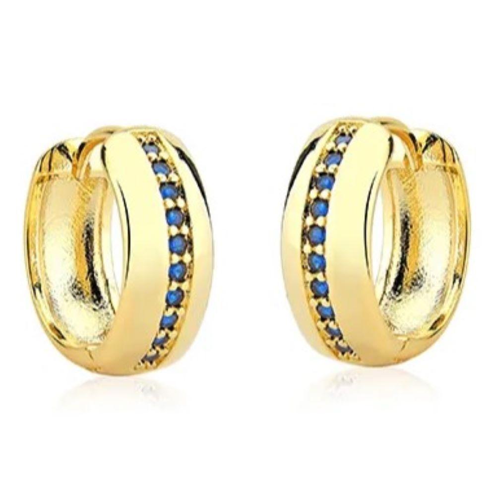 Miniatura Brinco Argola com Micro Zircônias Azul Semijoia Lizzy Fatin