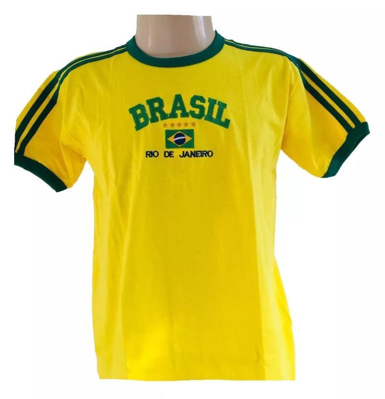 Miniatura Blusa Do Brasil Bandeira Bordada Unissex - Amarela