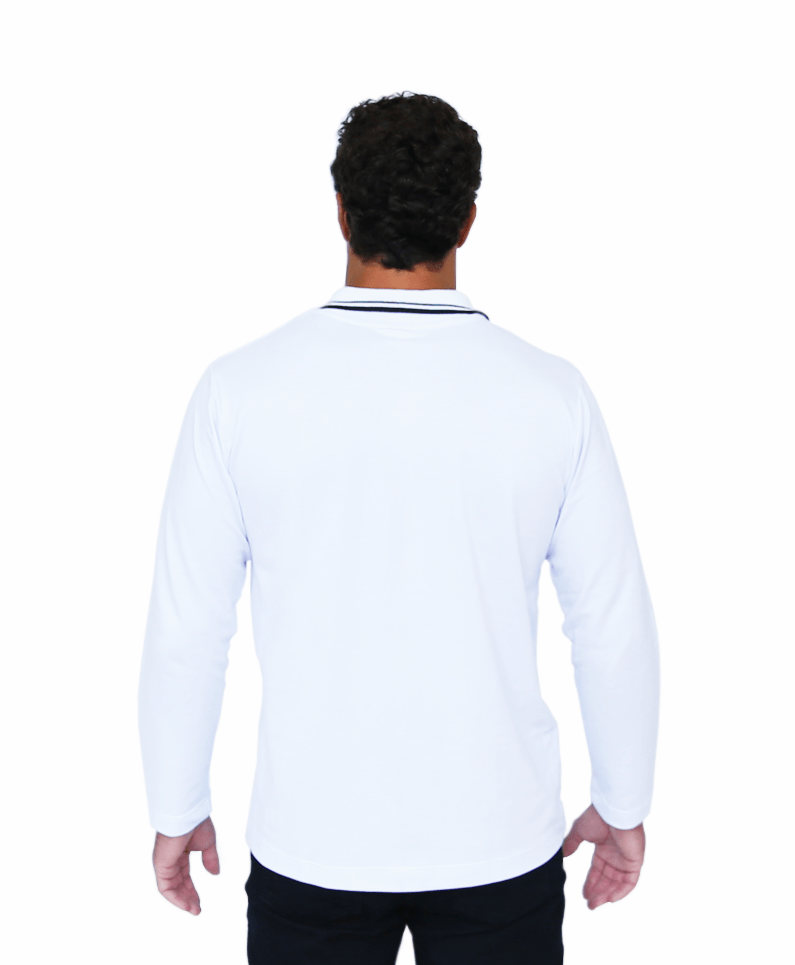 Miniatura Camisa Polo Masculina Manga Longa - Branca P