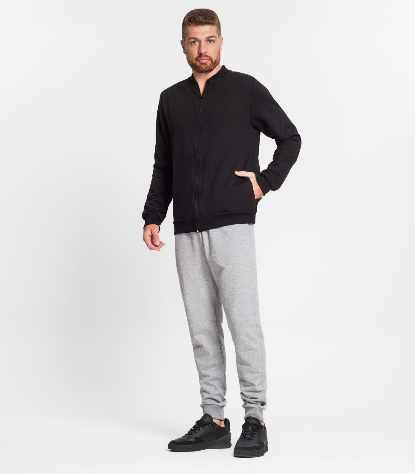 Miniatura Jaqueta Plus Size Masculina Em Moletom Diametro Preto Plus G1