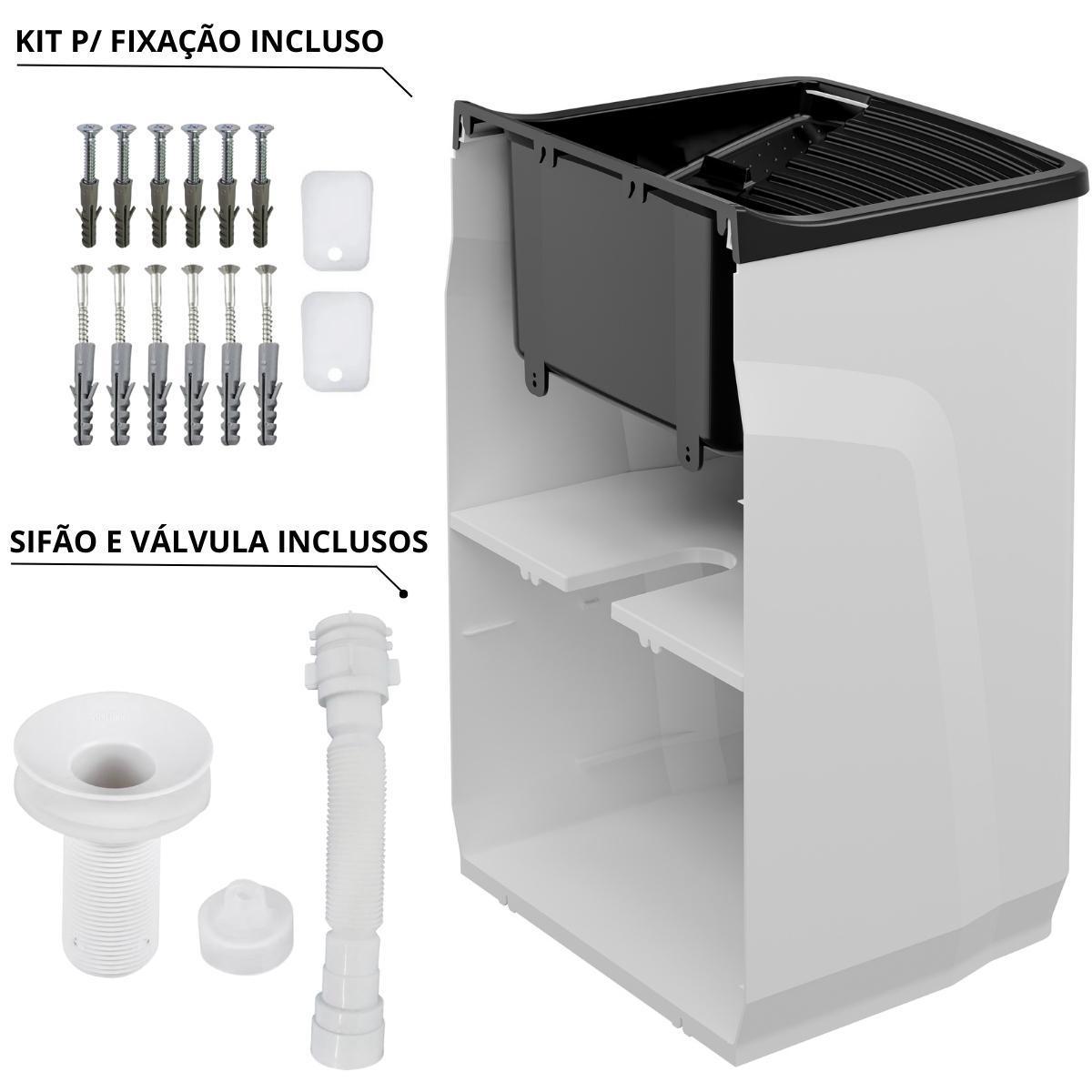 Gabinete Lavanderia Tanque Preto 01 Porta + Torneira