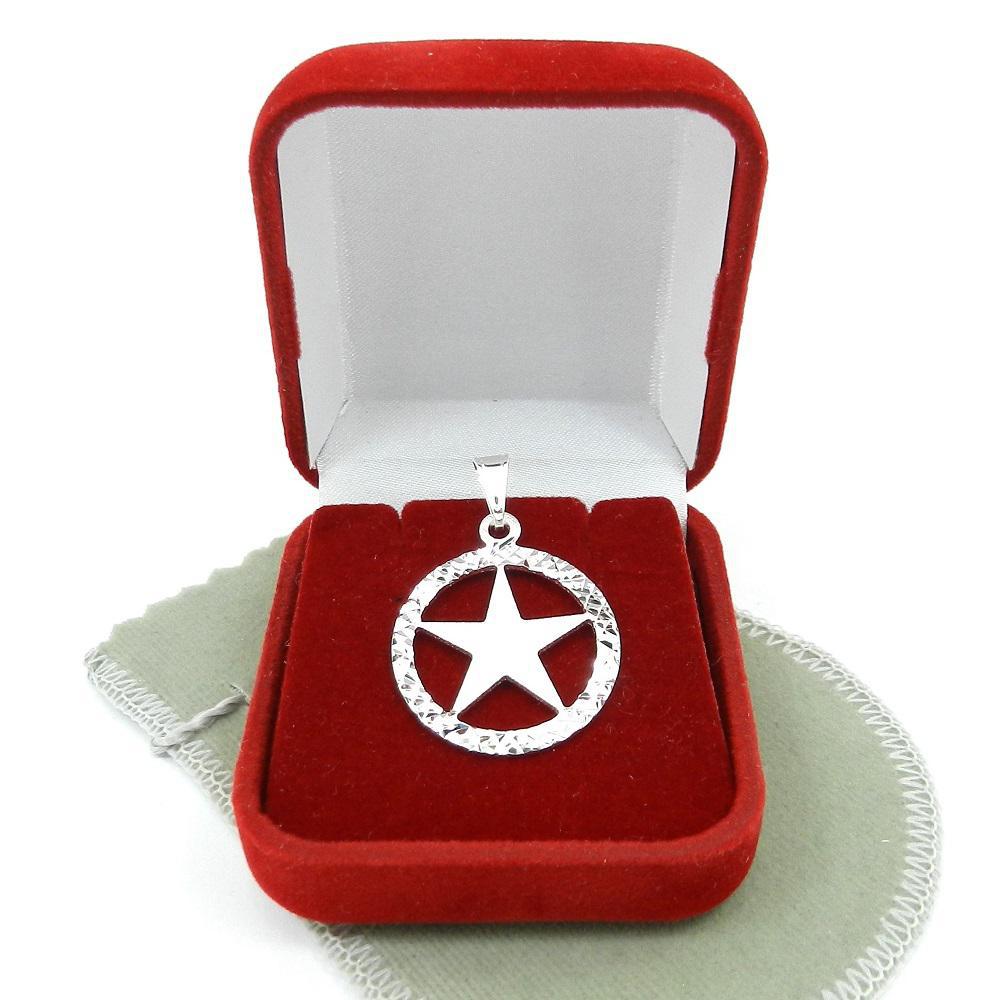 Miniatura Pingente Estrela 5 Pontas 25Mm Folheado Prata Pi218