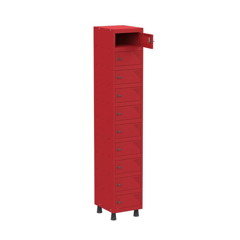 Miniatura Armario Porta Objeto 10 Portas Aço APOP 501/10 Vermelho