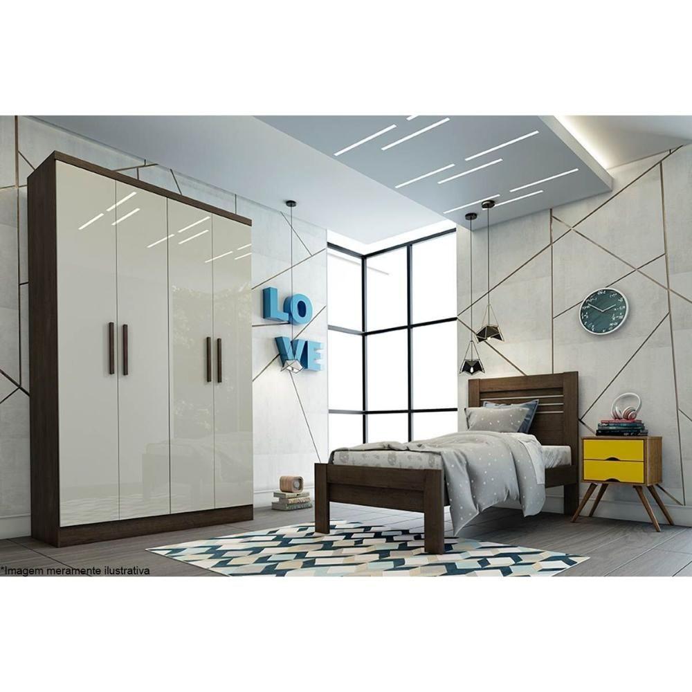 Miniatura Guarda Roupa 4 Portas Amsterdam C- E 2 Gavetas Cinamomo-off White - Tcil Móveis