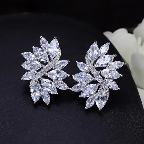 Miniatura Brinco De Pressão Com Zirconia Noiva Casamento Prata Fixo