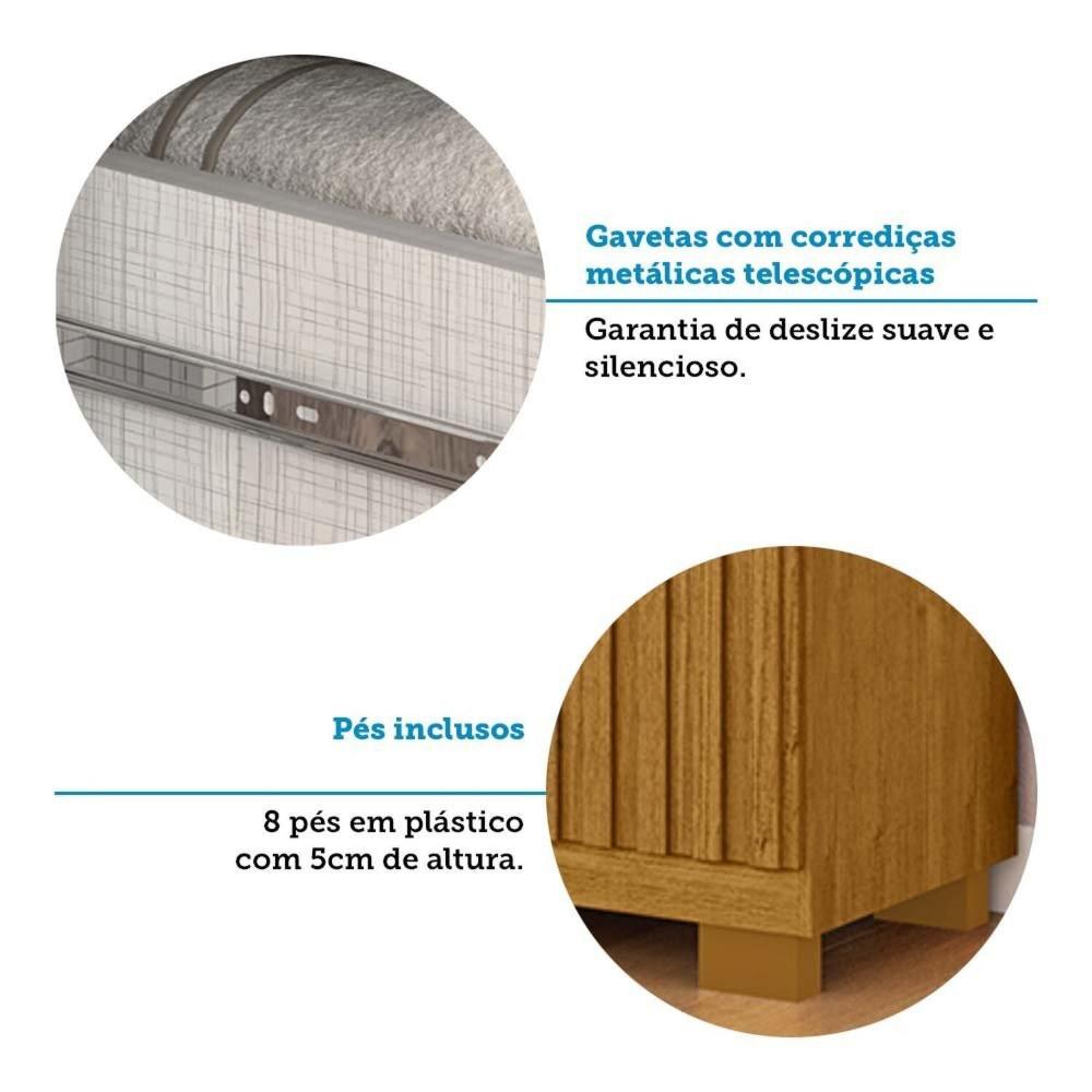 Guarda-roupa Casal 230,10cm 6 Portas Ripado 6 Gavetas 100% Mdf Magnólia Cinamomo/Off White