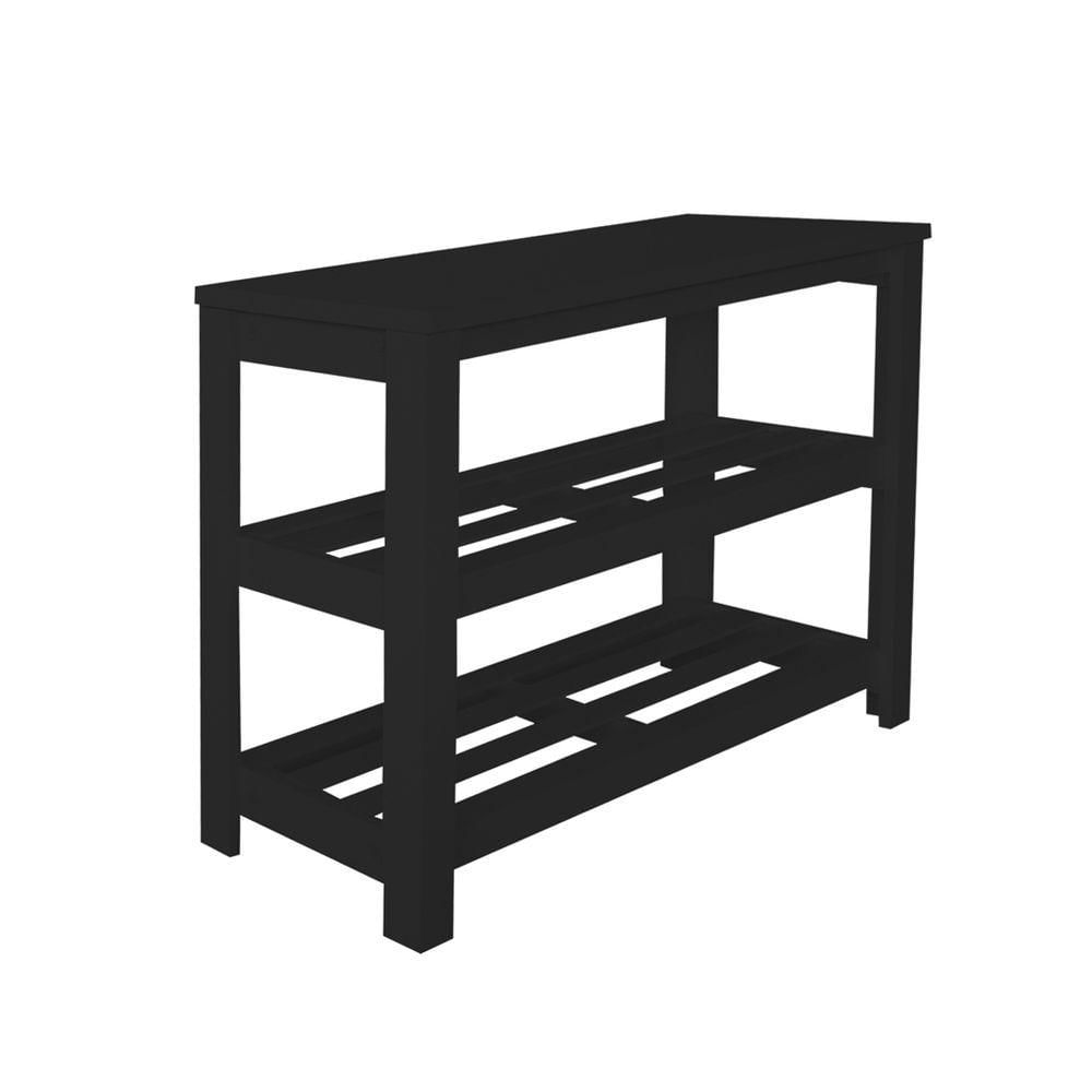 Miniatura Sapateira Banco De Piso Para Closets E Quartos 8 Pares Sapatos Preto Laca