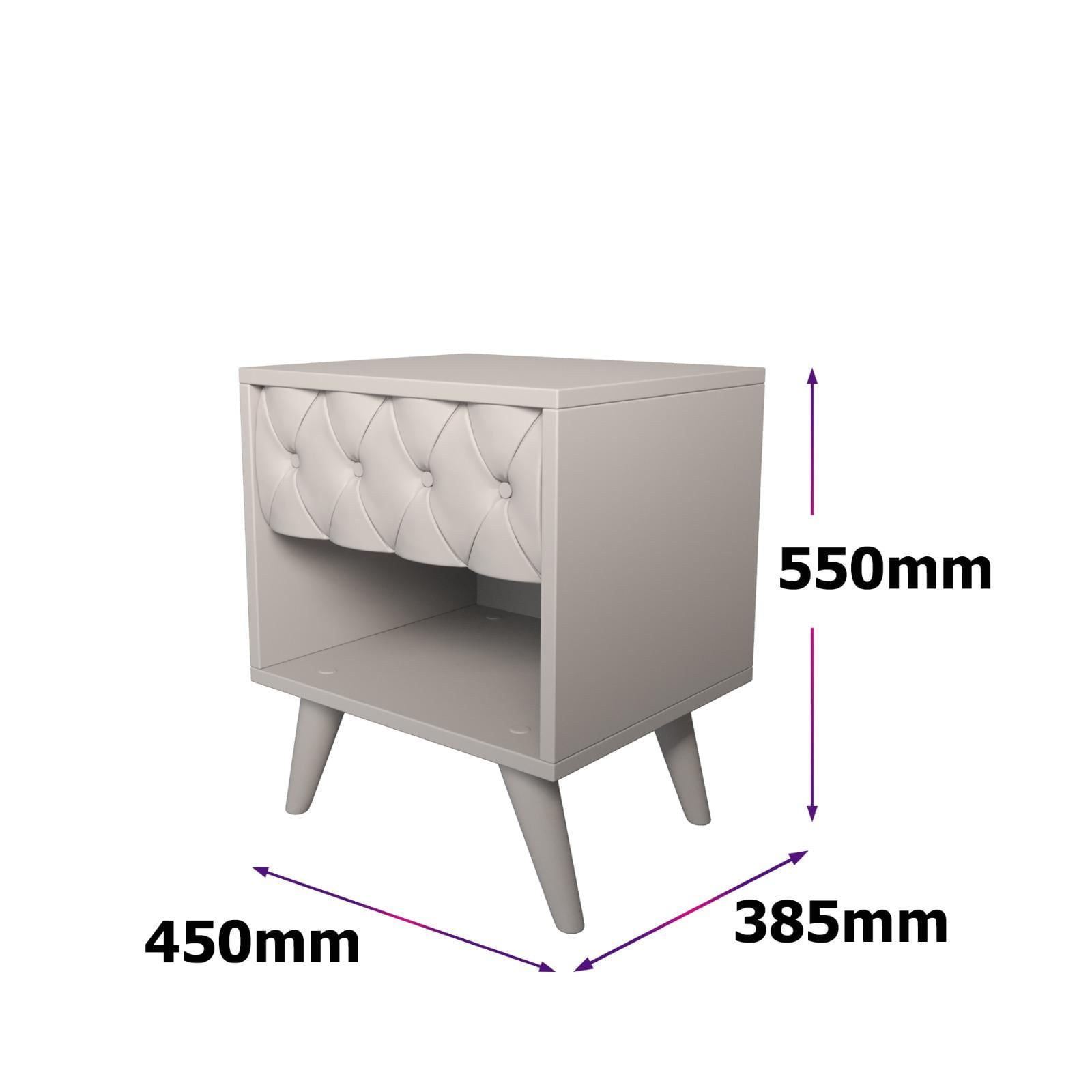 Miniatura Conjunto 2 Mesa Cabeceira Glamur Vitoria Decor Pé Madeira