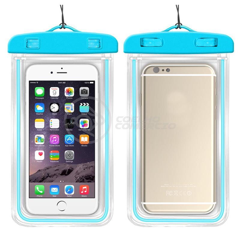 Miniatura Capa Bolsa A Prova Dágua Impermeável Universal Celular Azul