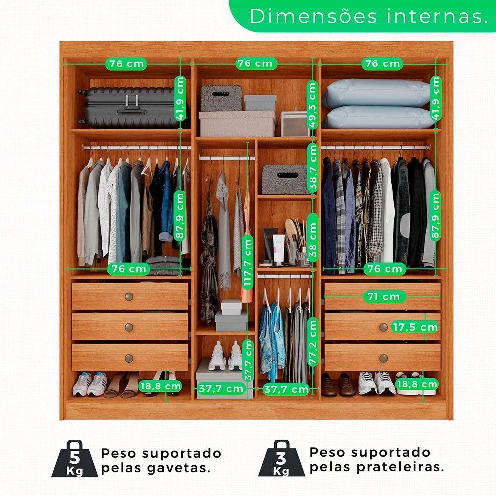 Guarda-roupa Casal 6 Portas 6 Gavetas Granada Mdf Sallêto Cinamomo Com Off White