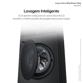 Lavadora e Secadora LG WK14BS6 WashTower 14kg TurboWash 360° AI ThinQ Black Inox