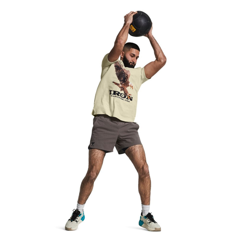 Miniatura Camiseta Masculina Under Armour Project Rock Eagle Graphic G Cinza