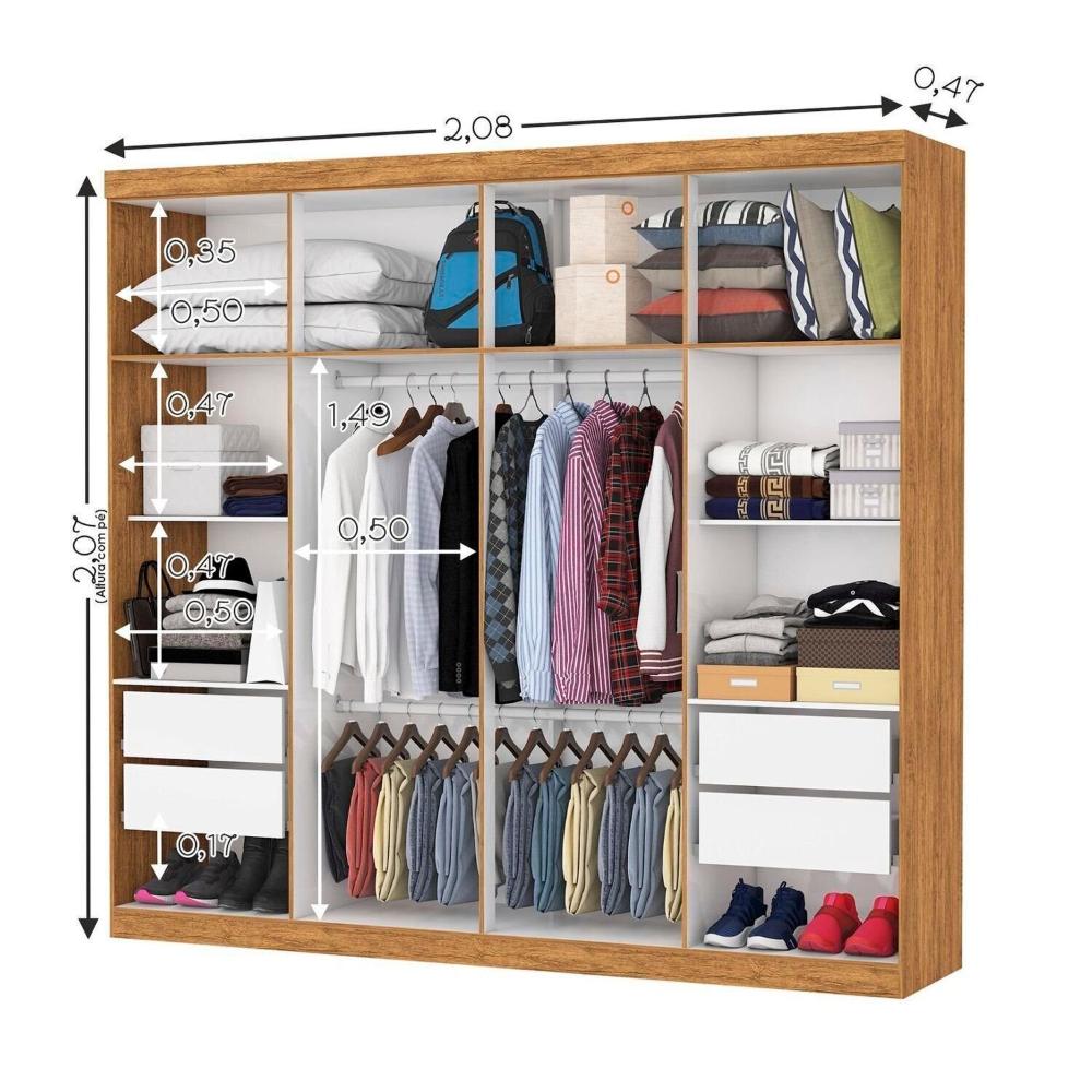 Miniatura Guarda-roupa Stanley 8 Portas 4 gavetas Plus Cinamomo