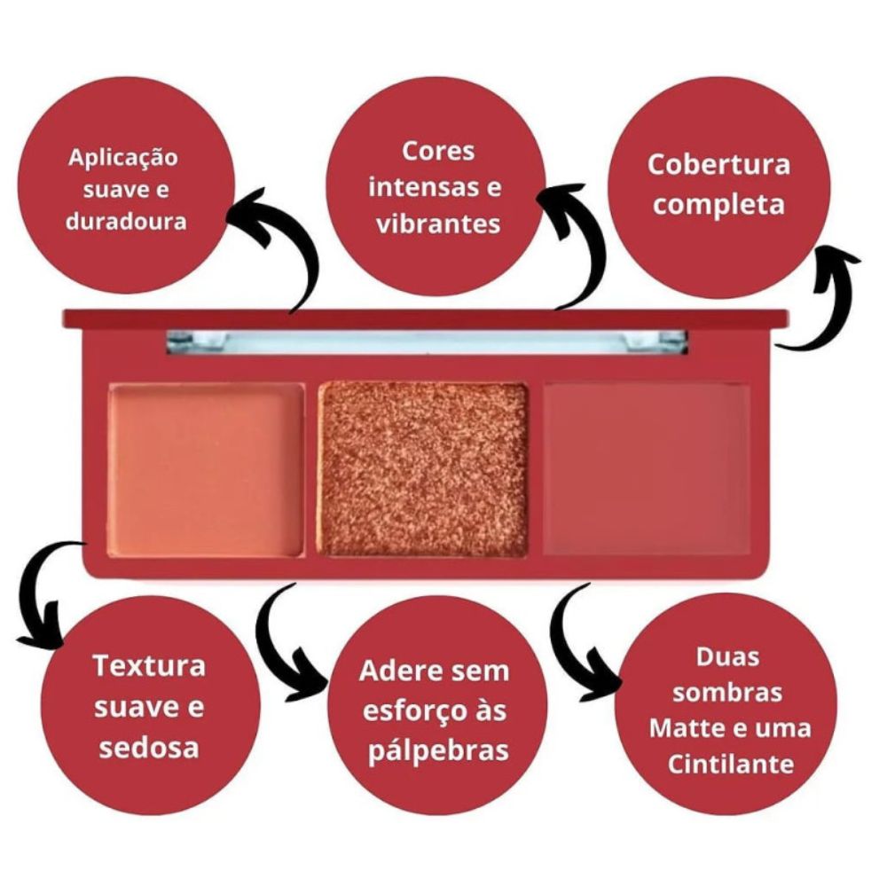 Miniatura Sombra Ruby Rose Trio Viver Inesquecível HBF5281
