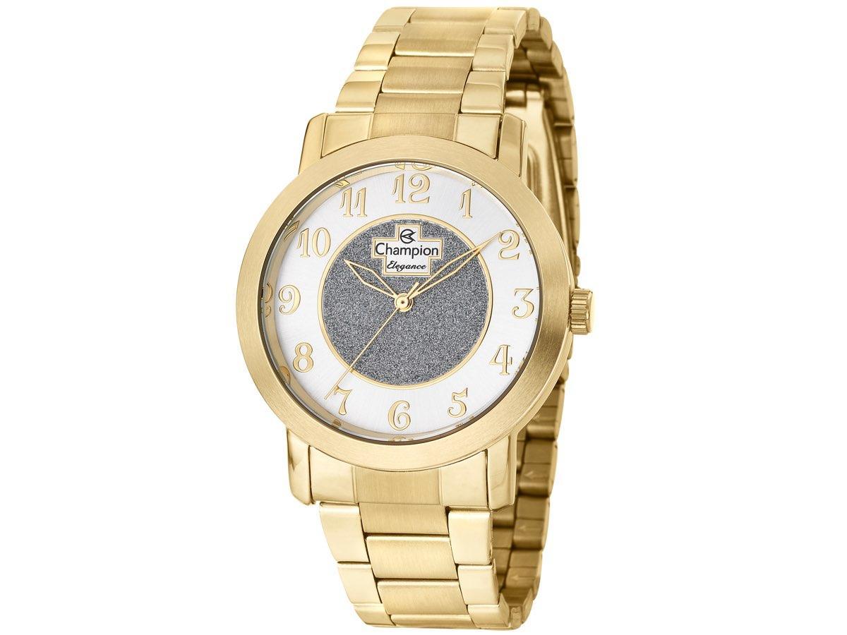 Miniatura Relógio Champion Dourado Feminino Com Brilhos Lançamento +