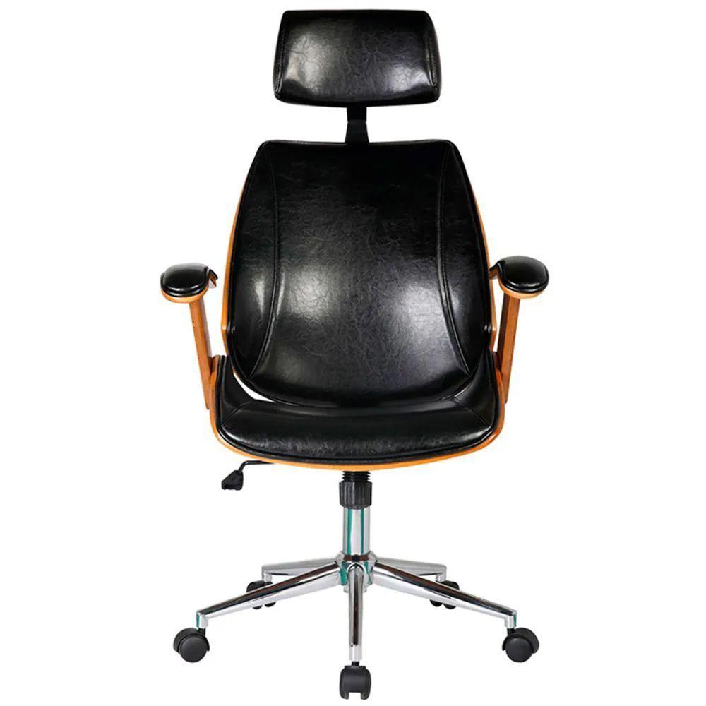 Kit 2 Cadeiras De Escritório Presidente Giratória Liziê R02 Sintético Preto - Mpozenato