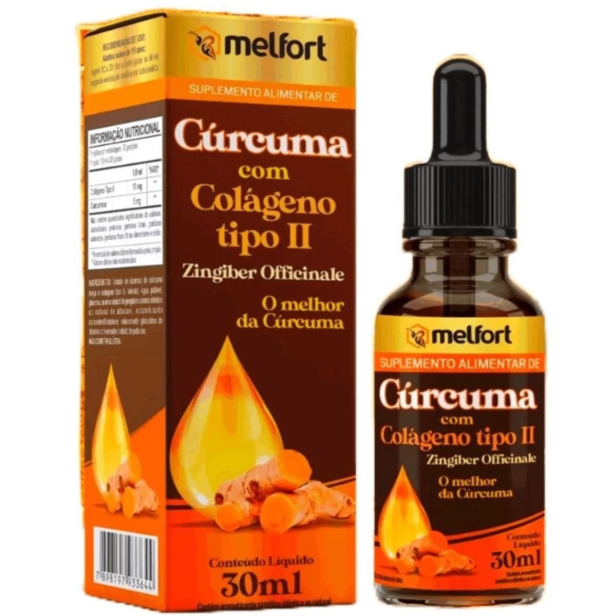 Miniatura Cúrcuma E Colágeno Tipo 2 Melfort Com 30 Ml Kit 3 Unidades