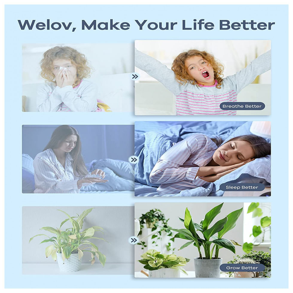 Umidificador Portátil WELOV 6 Litros até 90H, Área até 40 m2, Branco