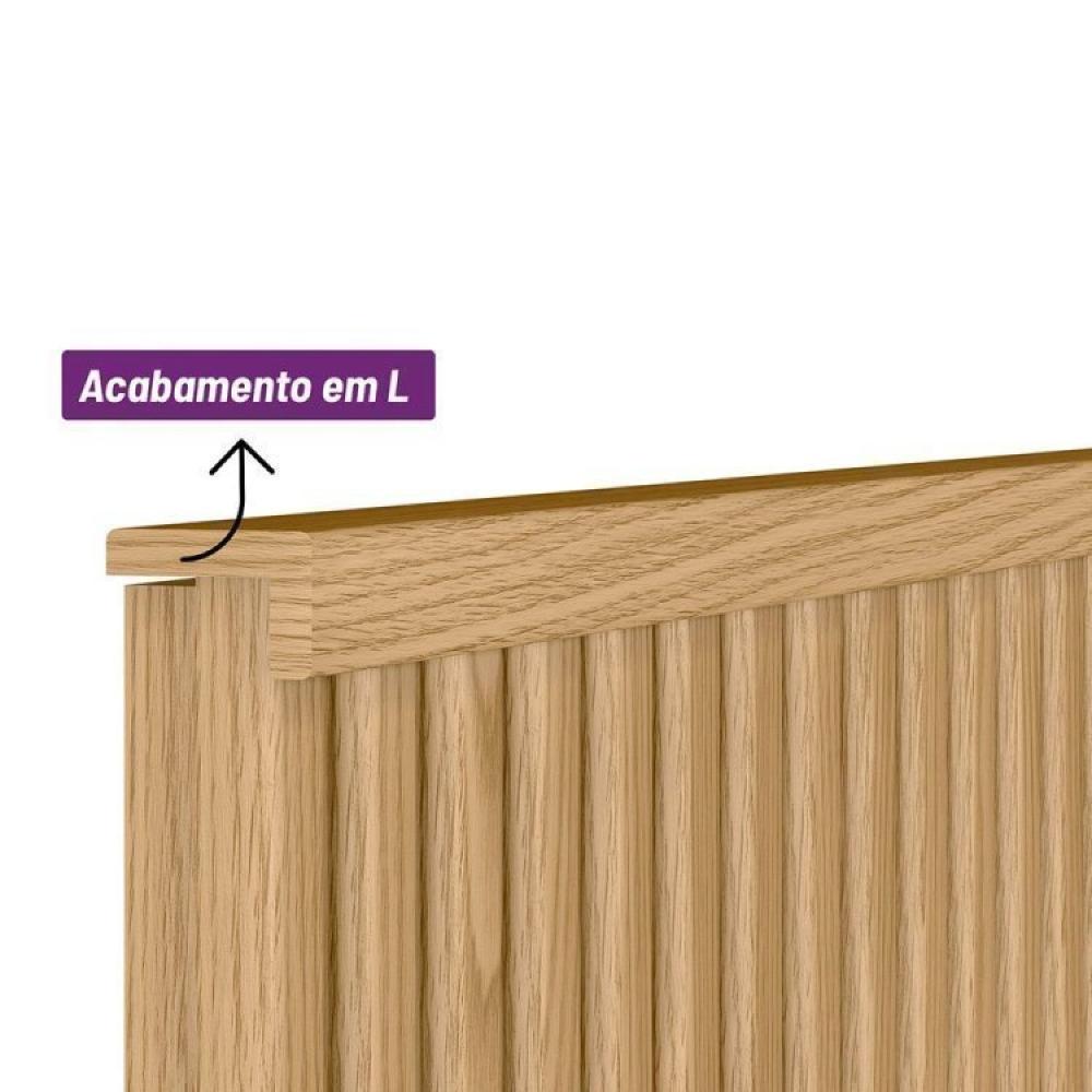 Conjunto Cama Queen Bristol, Cabeceira e 2 Mesas de Cabeceira Buzios Carvalho/Cinza