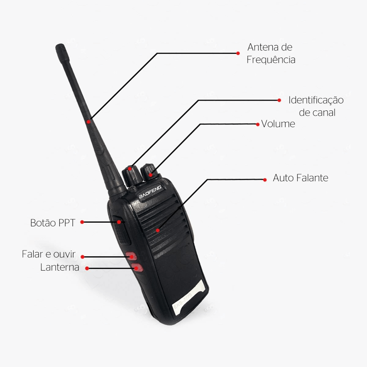 Miniatura Rádio Comunicador Walk Talk Baofeng BF-777s de 16 Canais Sem Fio