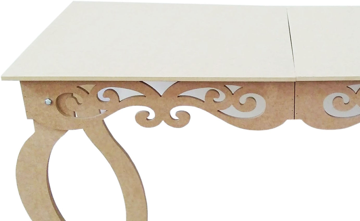 Miniatura Mesa Provençal Arabesco 120x60 Altura 80 cm Festas Mdf Cru