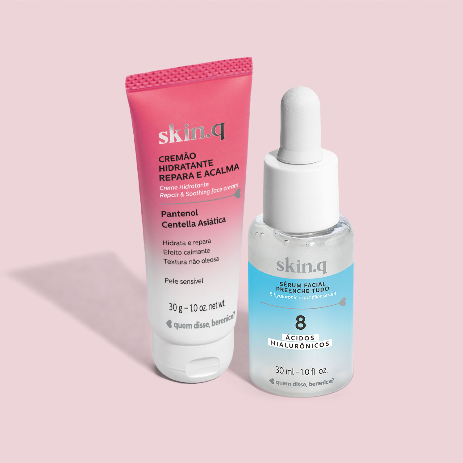 Miniatura Combo Skin.q: Sérum Preenche Tudo 30ml + Cremão Repara e Acalma 30ml