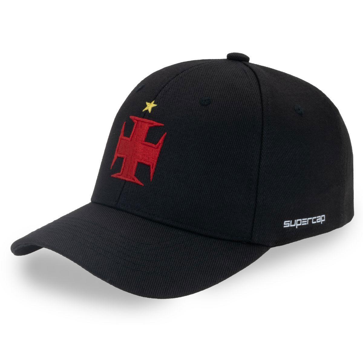 Miniatura Boné Vasco Da Gama Cruz De Malta Vermelho Em Preto Supercap