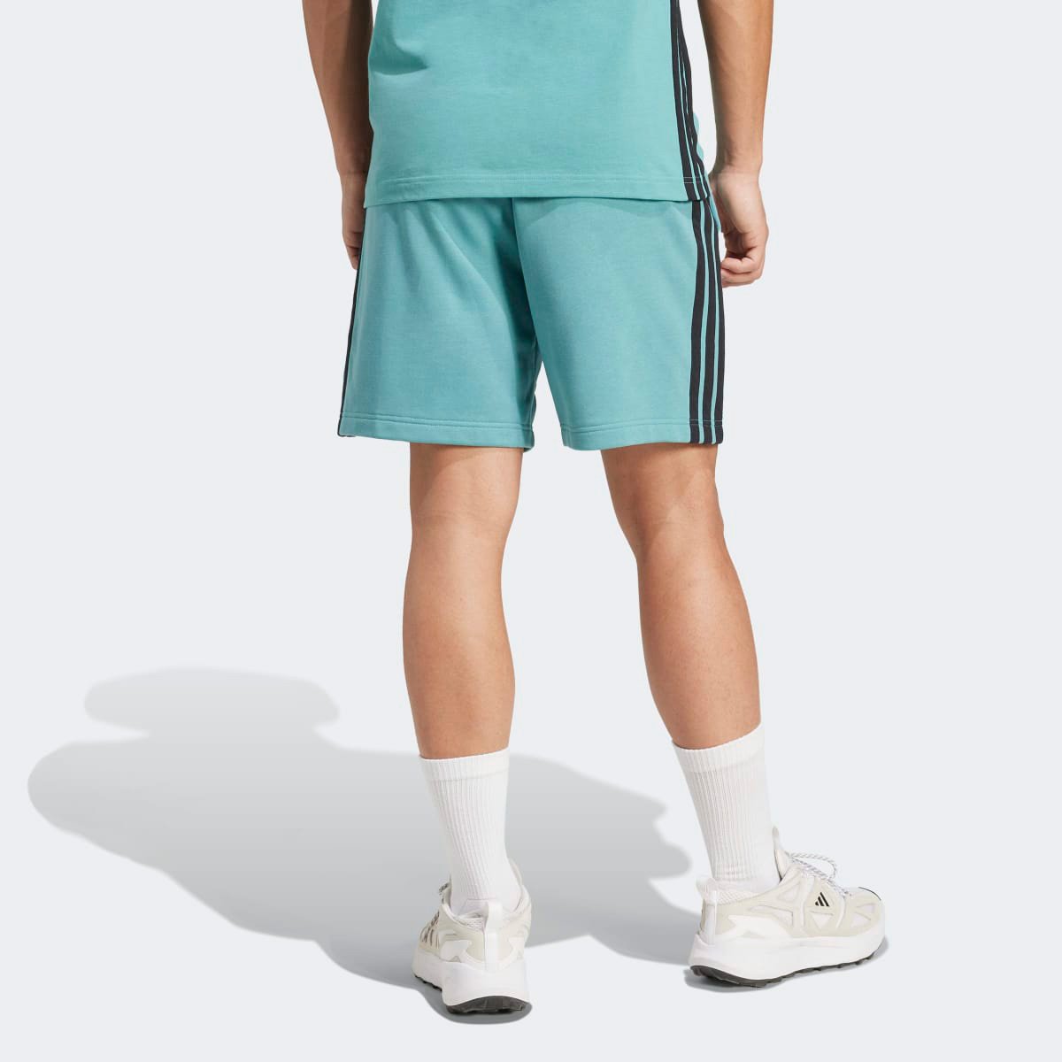 Miniatura Shorts Adidas 3 Stripes French Terry Masculino Azul Turquesa - G