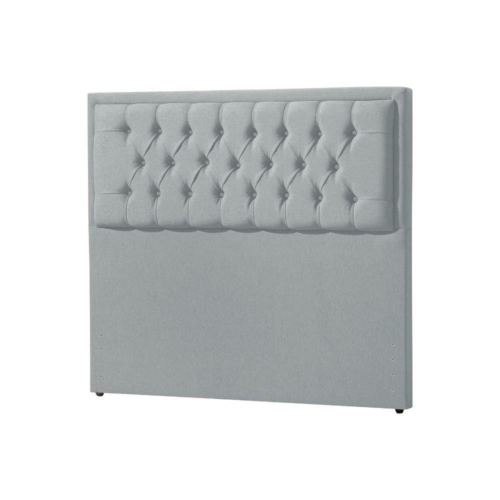 Miniatura Cabeceira Estofada Veneza 195cm Em Linho Cinza - Luxo Estofados - Cor: Cinza