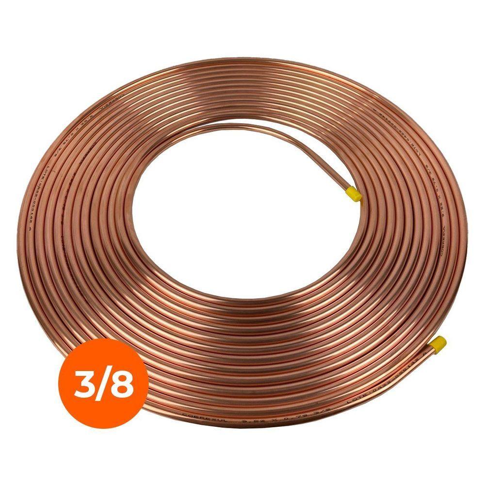 Miniatura Tubo Cobre Panqueca 3/8 9,52mm Parede 1/32 0,79mm 21 Metros