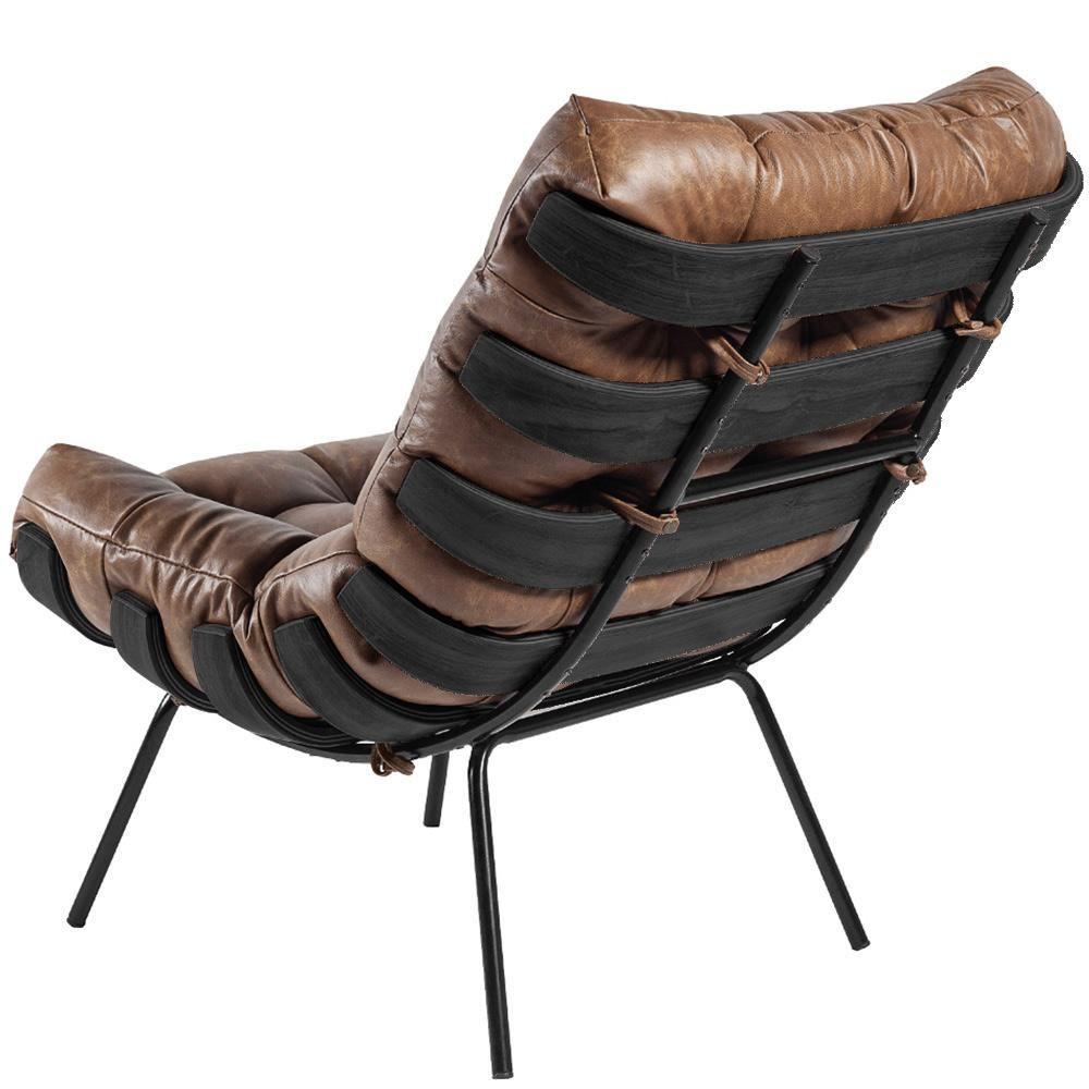 Miniatura Poltrona Costela Preto L04 Couro Mel