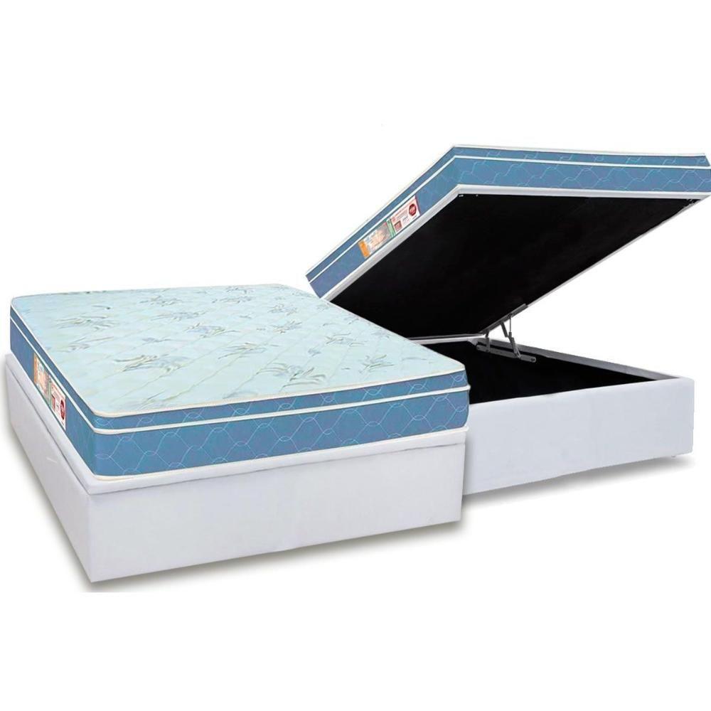 Miniatura Cama Box Baú Casal: Colchão Espuma D45 Castor Sleep Max + Base Crc Courano White(138X188)