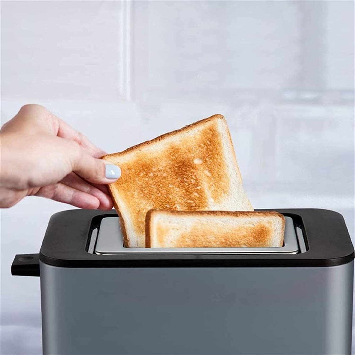 DHYY Torradeira Elétrica 2 Fatias com 7 Níveis de Tostagem 1 10V820W Cinza