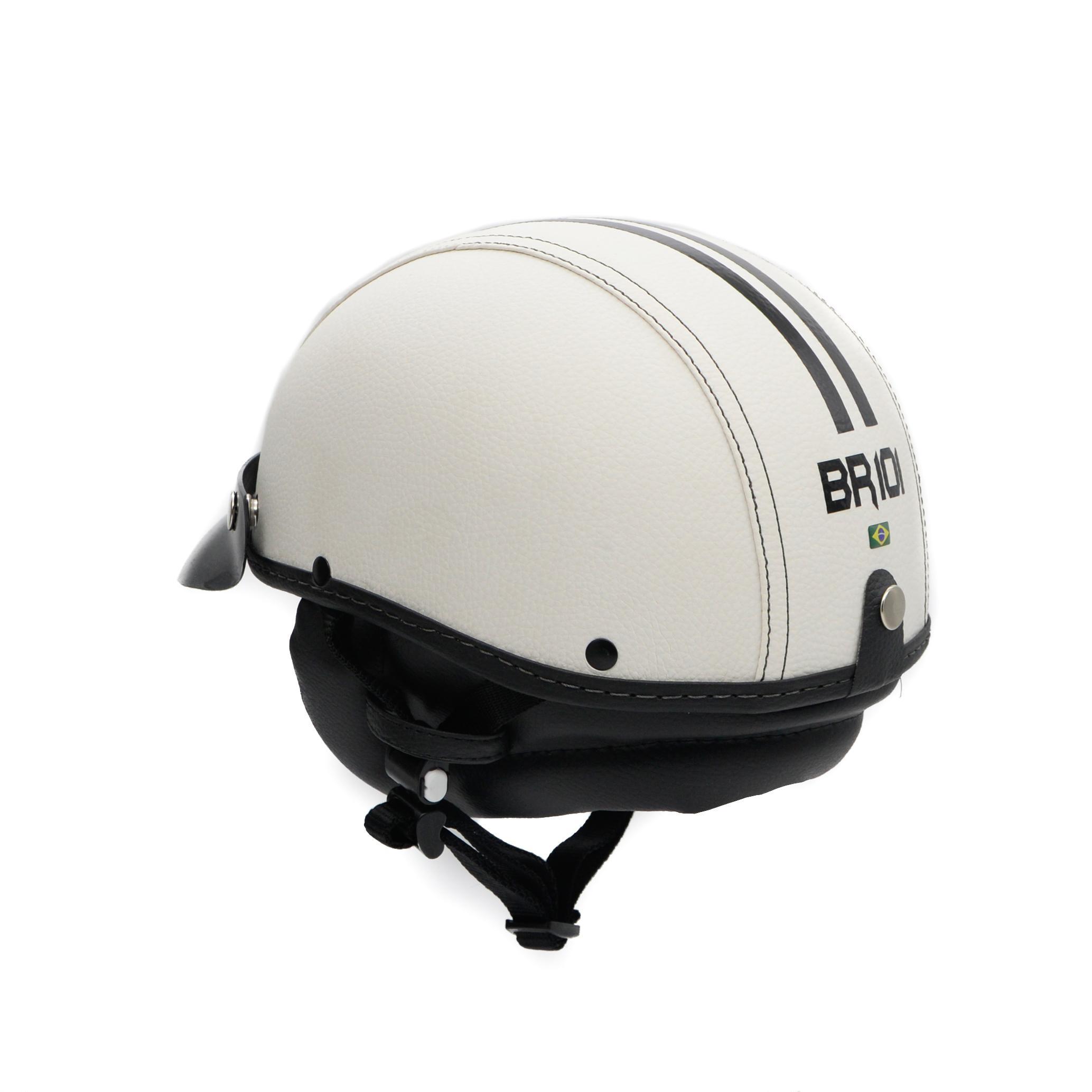 Miniatura Capacete Coquinho Scooter Moto Elétrica Bike Couro Branco