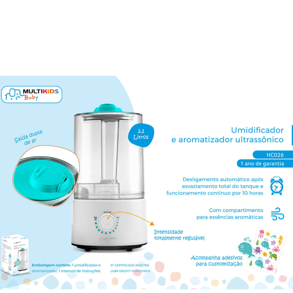 Miniatura Umidificador e Aromatizador Ultrassônico Multilaser 2,1 Litros
