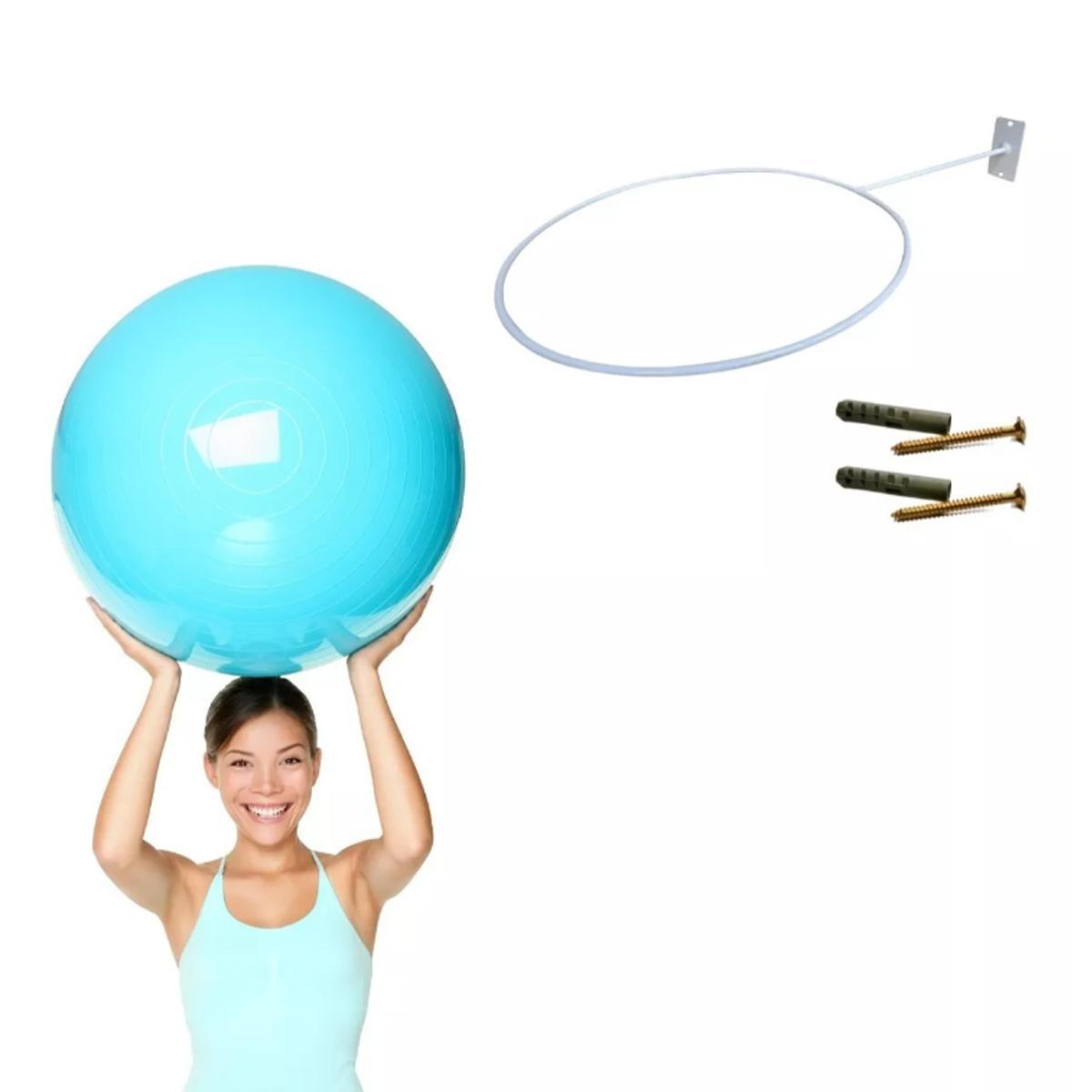 Miniatura Kit 02 Suporte De Bola Pilates Grande Branco