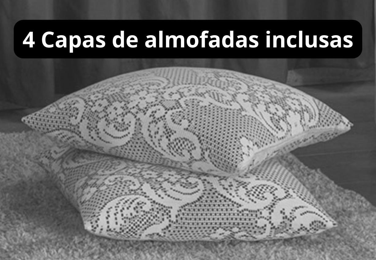 Miniatura Curtina Renda 3M + 4 Capas Almofadas E Presilhas Cor Azul